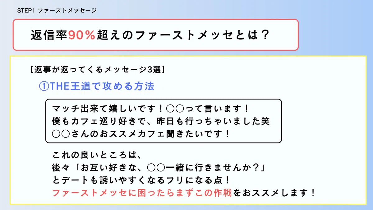 マッチ後のメッセージ攻略の教材ページ